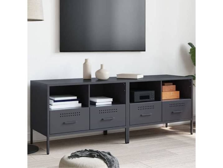 Meubles TV 2 pcs Armoires de Télévision avec Pieds Supports Télé avec Rangement Salle de Séjour Anthracite 843047