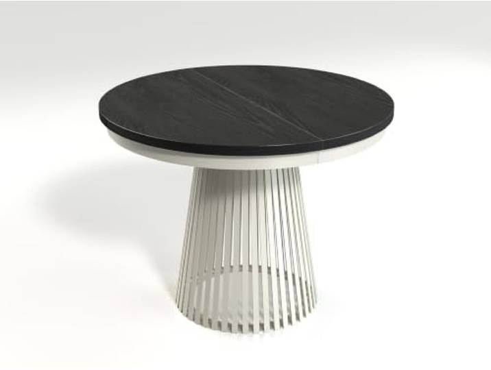 Masseno Ausziehbarer Tisch Travis Schwarz, 100x100x76,6 cm, Rund Esszimmertisch für Personen, Modern Style Tisch für Wohnzimmer, Küche
