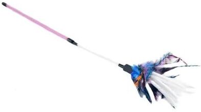 Inspired Living Spiral Feather Cat Teaser Wand For Interactive Kitten Play red