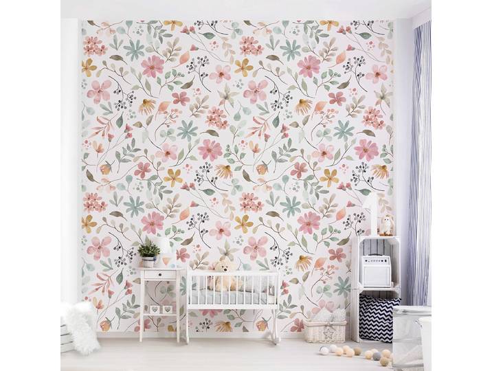 Papier peint Motif floral aquarelle 96 x 96cm 96 x 96 cm