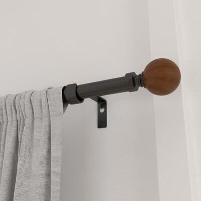 Acroma Adjustable Single Curtain Rod with Globe Ball Finial