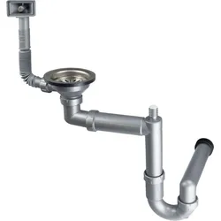 Neuesbad Siphon für 1-Becken Edelstahlspülen, 3, 5'' mit Überlauf IN Becken NB1DEZXY99261