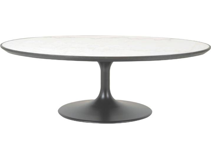 SIGNATURE - Ovaler Couchtisch aus weißem Marmor - TULIPE