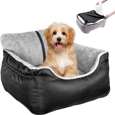 Pet Hub Large Medium Dog Car Seat: Washable Pet Booster & Carrier Bed black 55x50x35cm