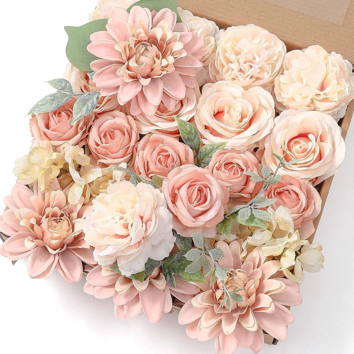 Set van 20 handgemaakte zijden kunstbloemen in perzik gradiënt voor decoratie