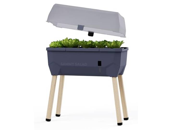 GUSTA GARDEN Sammy Salad Hochbeet Anthrazit - Hochbeet Balkon & Garten - Abnehmbare Haube & Bewässerungssystem - 15L Wassertank & 40L Erdvolumen