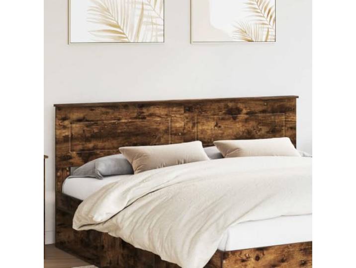 Modernes Rechteck-Kopfteil aus Holzwerkstoff, minimalistisches Kopfteil in Eiche geräuchert mit klaren Linien und laminierter Oberfläche, leicht trocken zu reinigen