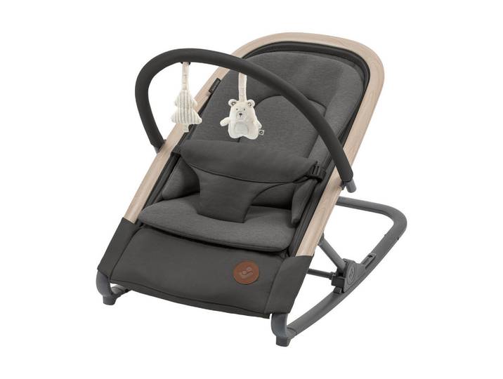 Maxi-Cosi Schaukelwippe Kori, Dunkelgrau, 42.5x48x73.5 cm, Bezug abnehmbar, waschbar, Sicherheitsgurt, Spielbogen, zusammenklappbar, Babymöbel, Babywippe