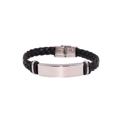 Lederarmband FIRETTI "Schmuck Geschenk Armschmuck ID-Armband- Optik", schwarz (edelstahlfarben, schwarz), Armbänder, Herren, 20cm, Edelstahl Kautschuk Leder, Edelstahl, Kautschuk, Leder, Lederarmband, Made in Germany