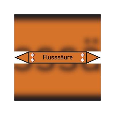 Rohrleitungskennzeichen Flusssäure - 270x37 mm Folie selbstklebend