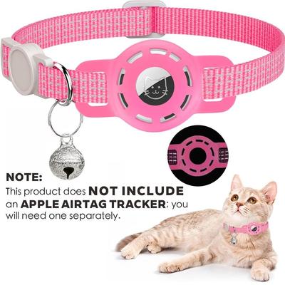 Inspired Finds Reflective AirTag Cat Collar With Breakaway Safety Buckle & Bell pink
