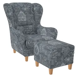 Supellex Sofia Ohrensessel mit Hocker | Design Helsinki Hellgrau