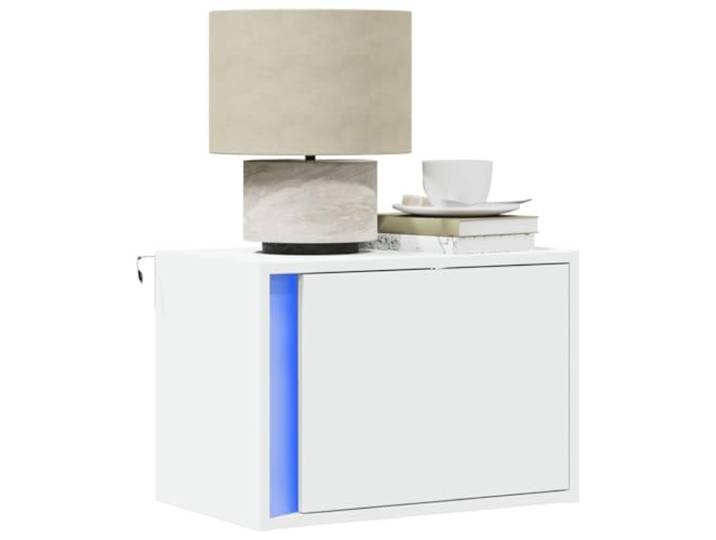 HEFZGDB Wand-Nachttische mit LED-Leuchten 2 STK. Weiß, RGB-Beleuchtung, Schublade, platzsparend, Moderne Nachttischlösung, Beleuchtungssteuerung