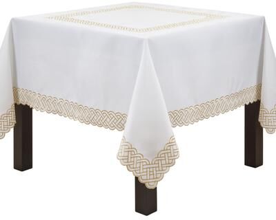 Saro Lifestyle Braid Embroidered Design Tablecloth