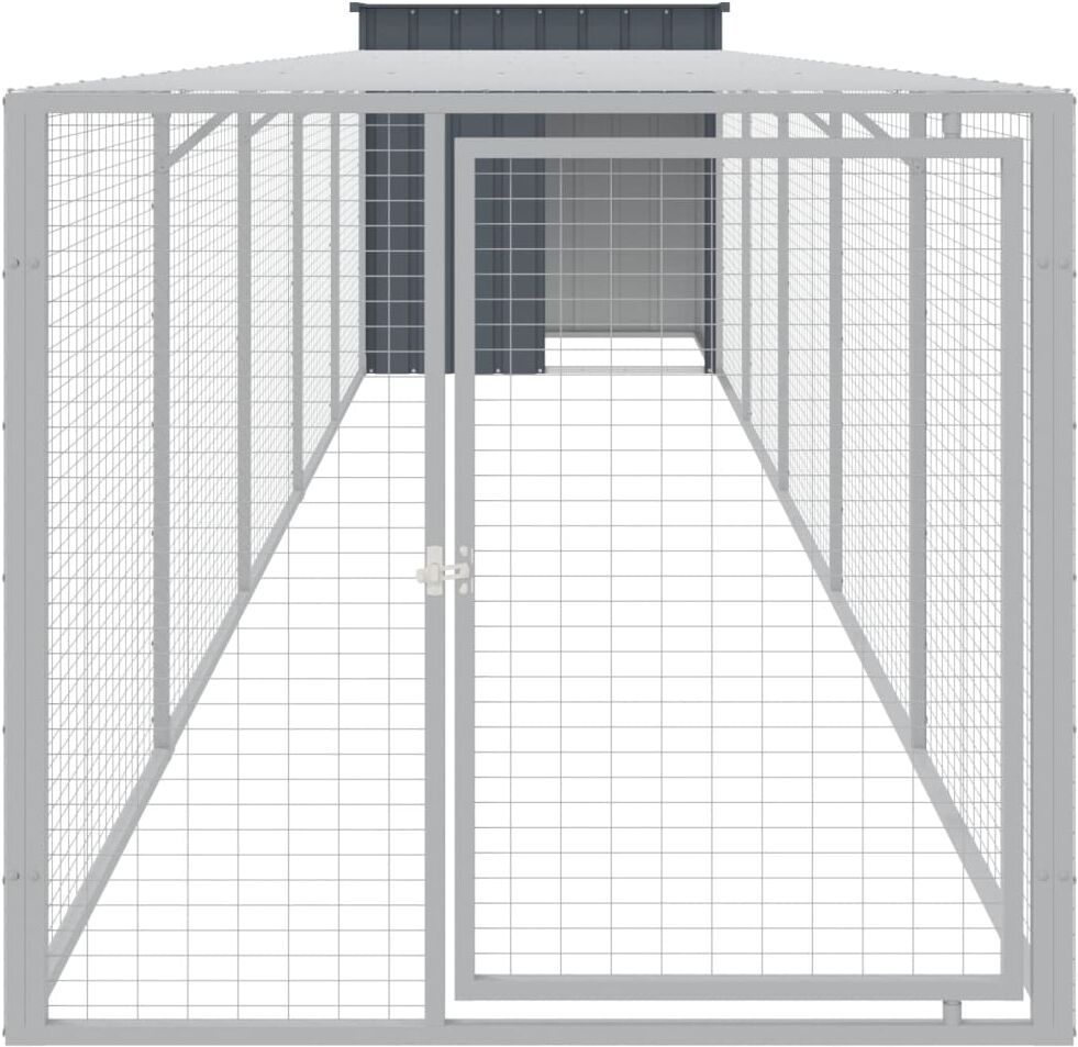 vidaXL Poulailler avec cour anthracite 110x609x110 cm acier galvanisé