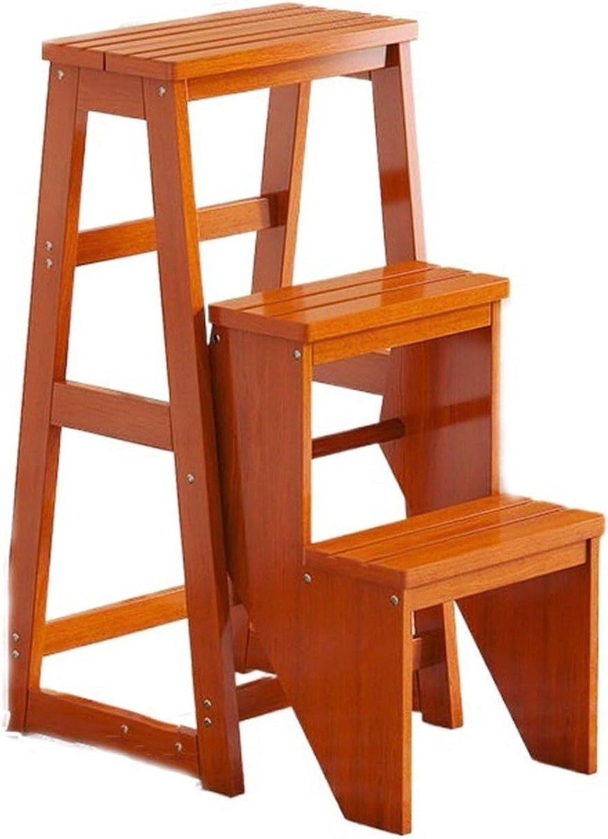 Houten Trapkruk Opstapkruk Ladder - B/D/H: 50 x 50 x 50 cm