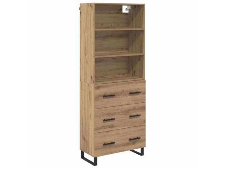 SKTQYQO Sideboard 2 Stück Eiche Handwerk 69,5 x 34 x 180 cm Sperrholz, 3 Schubladen, 2 Einlegeböden, 2 Türen, Füße aus schwarzem Metall, einfache Montage