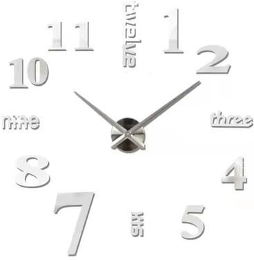 Uplifted Goods Contemporary 3D Oversized DIY Mirror Wall Clock 018 Silver 3.28 4.27 Ft 3d