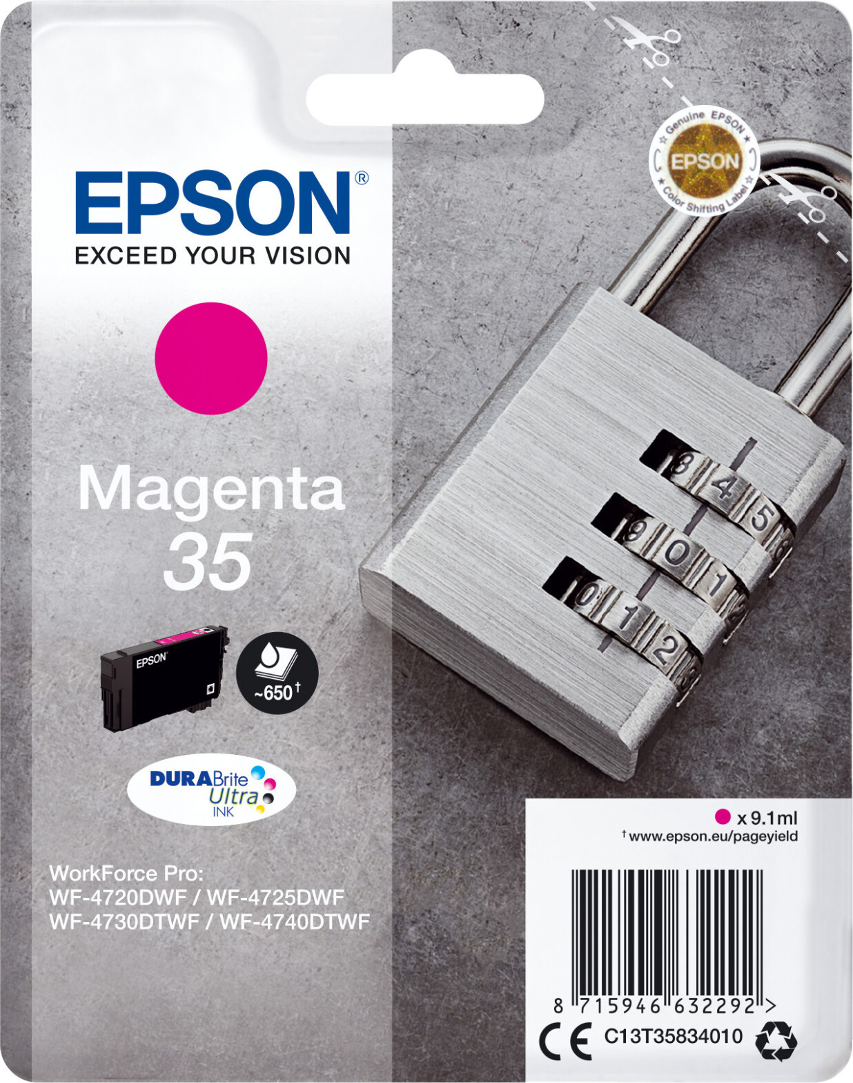 Epson Padlock C13T35834020 Pigmentinkt Paars 9,1 ml