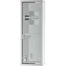 MEDIZINSCHRANK, Mattglas, 430 Edelstahl+gehärtete Glastür, Silber