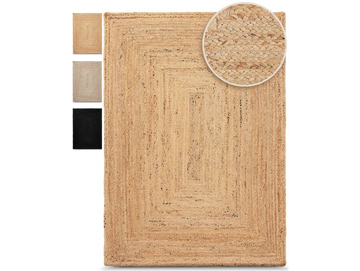 Teppich CARPETFINE Nele Juteteppich Naturfaser , beige (natur), B:60cm H:6mm L:100cm, Jute, Teppiche, Teppich, geflochtener Wendeteppich aus 100% Jute, quadratisch und als Läufer