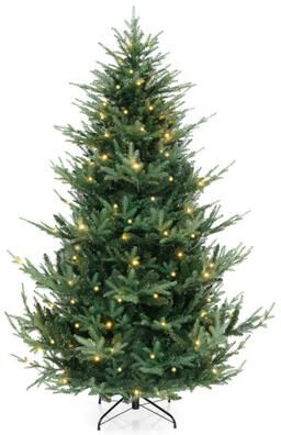 Costway 6/7/8 FT Pre-Lit Artificial Hinged Xmas Tree with 778/1480 PVC and PE Branch Tips-L