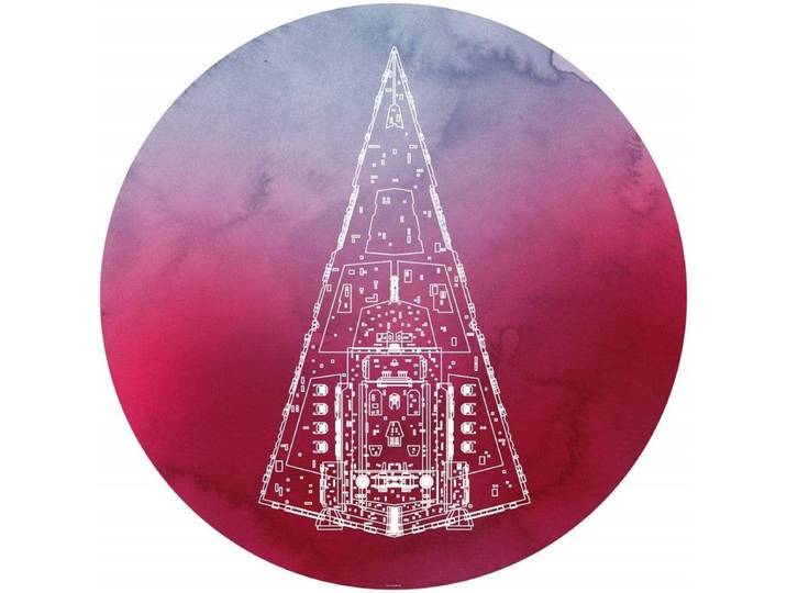 Fotobehang - Star Wars Star Destroyer 125x125cm - Rond - Vliesbehang - Zelfklevend