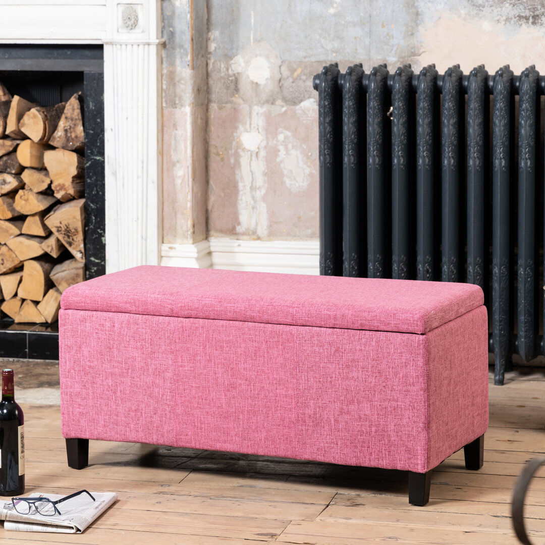 Latitude Run Ahri 98 cm W Rectangle Ottoman with Storage Pink 45cm H X 98cm W X 45cm D