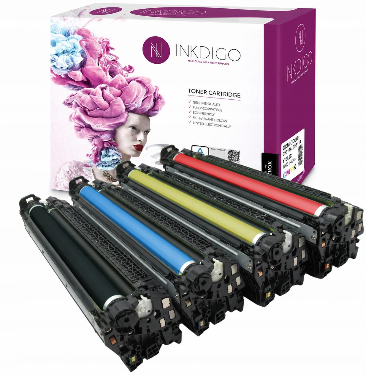 Inkdigo Tonerset CE740-743A für HP Color LaserJet CP5225, CP5225DN, CP5225N, CP5225XH - CMYK,