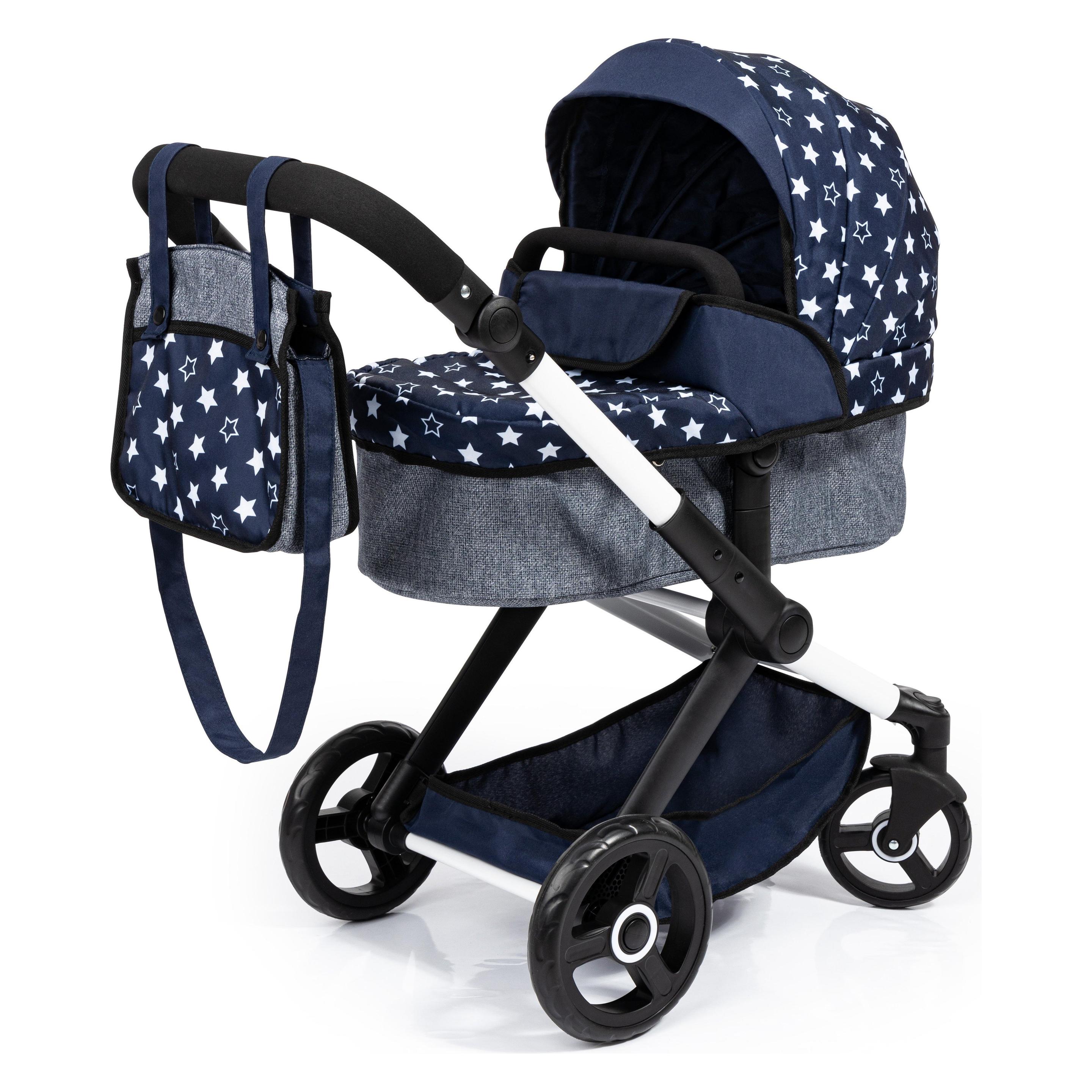 Bayer Design 17015AA Combi Poppenwagen Xeo, tas, blauw, sterren (17015AA)