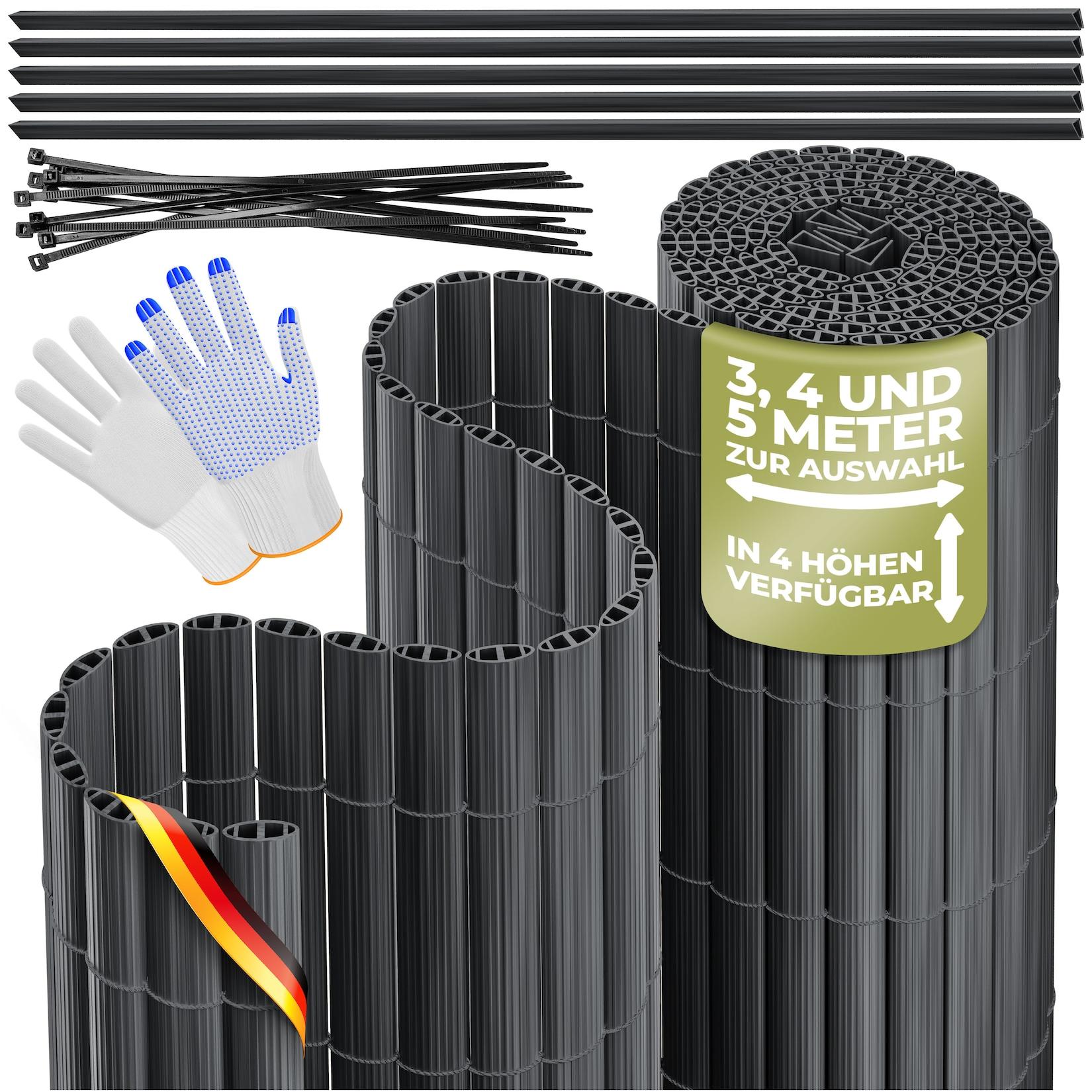 KESSER® PVC Sichtschutzmatte Sichtschutzzaun Balkonverkleidung Windschutz verstärkte Lamellen für Garten Balkon & Terrasse Balkonumrandung inkl Kabelbindern, Abdeckung & Handschuhe