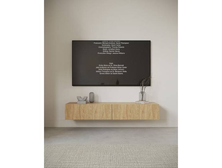 Meuble TV - NOLIE - 175 cm - suspendu - couleur de bois chêne huilé