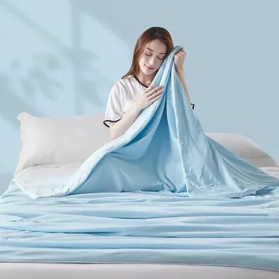 Youfap Market Antibacterial Air Conditioning, Cooling Thin Blankets, Single And Double Machine Washable blue