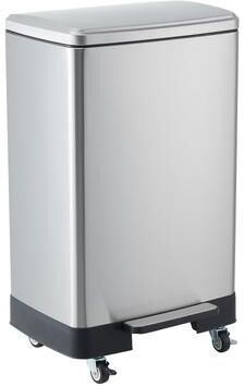 Garvee 16Gal Stainless Steel Kitchen Trash Can, Step-on Garbage Bin with Wheels