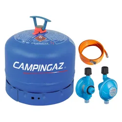 Campingaz R 904 Gasflasche gefüllt mit 1,8 kg Butangas mit 0,8 m Schlauch 50 mBa...