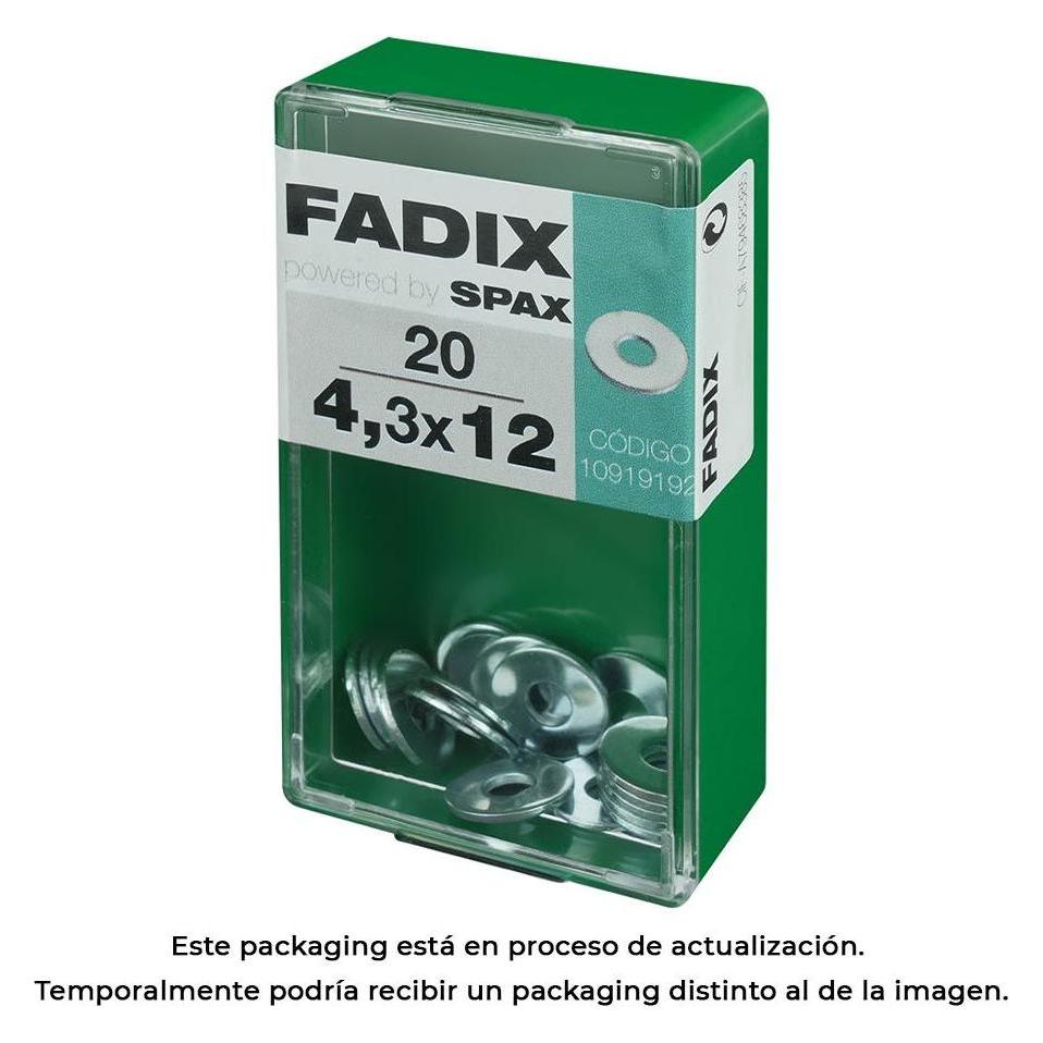 Fadix Schachtel mit 20 Stück. Breite, flache Zinkscheibe 4,3 x 12 mm (49436148)
