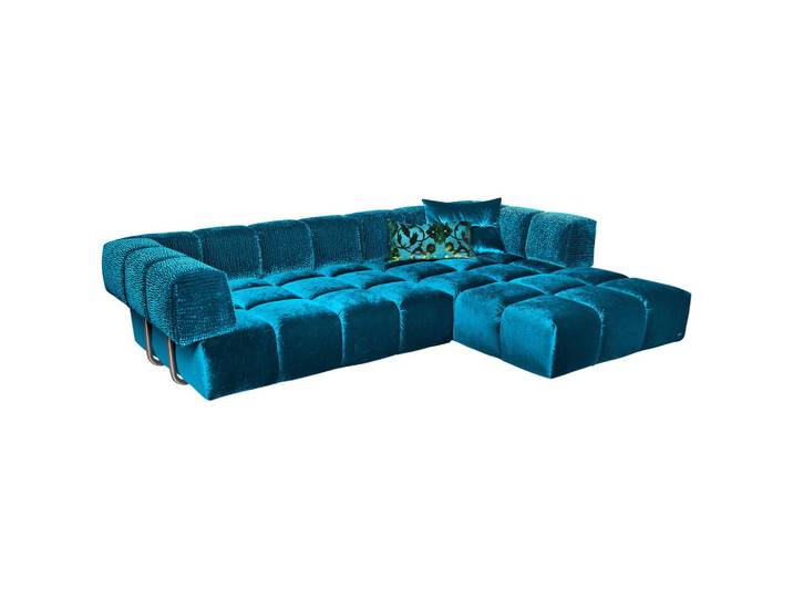 Bretz Ecksofa Edgy, Blau, Kunststoff, Ottomane rechts, L-Form, 310x215 cm, Typenauswahl, Fußauswahl, Stoffauswahl, Wohnzimmer, Sofas & Couches, Wohnlandschaften, Ecksofas