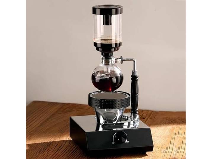 Mavdecll Siphon -Kaffeemaschine, Vakuumkaffeemaschine mit Halogenlampenheizung, Kaffeebrauertopf, Rotationsschalter verstellbare Wärme, für Home Office, 5 Personenkapazität