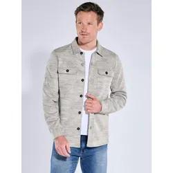 engbers Herren Overshirt strukturiert Beige regular gemustert Kent-Kragen - L
