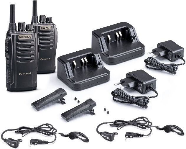 Midland BR02 PRO Z Pack de 2 talkies-walkies PMR446 robustes et résistants idéal pour les entreprises, commerces et restaurants.