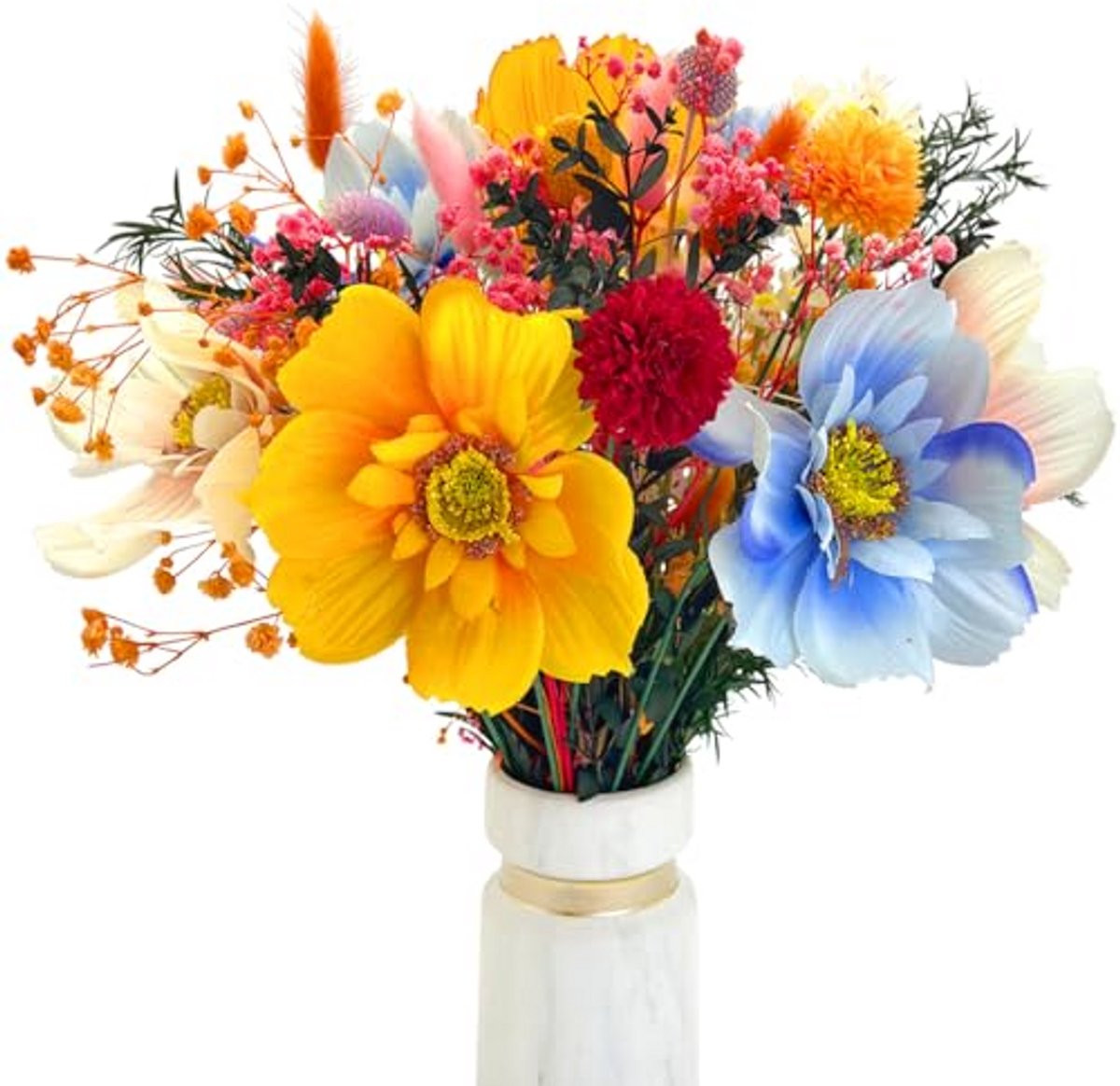 Multicolor Kunstbloemen Boeket met Gedroogde Bloemen voor Decoratie, 40 cm