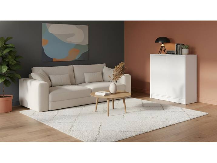 Weißes Sideboard mit Flügeltür MDF Beschichtet MDF Weiß matt