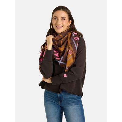 Schal LIEBLINGSSTÜCK "MadelaineL", Damen, Gr. onesize, 698, schwarz braun, Baumwolle, Modetücher Schal, mit Woll-Anteil