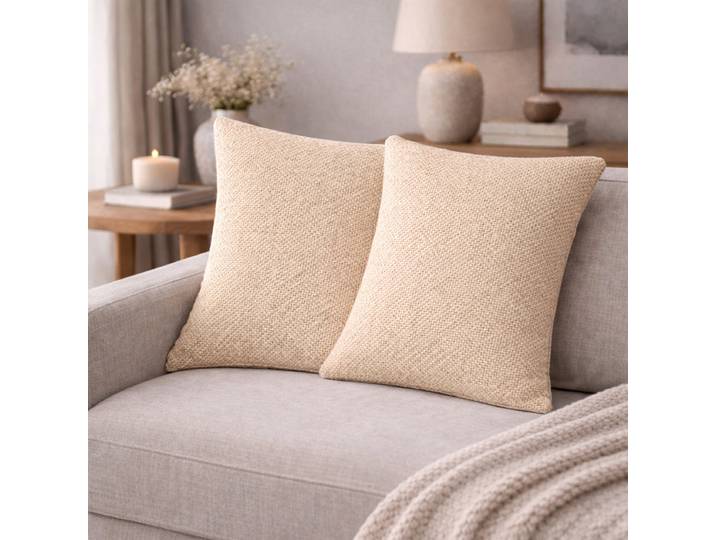 Coussin décoratif Fjella ensemble de 2 Beige/Ecru 40 x 40cm Polyester