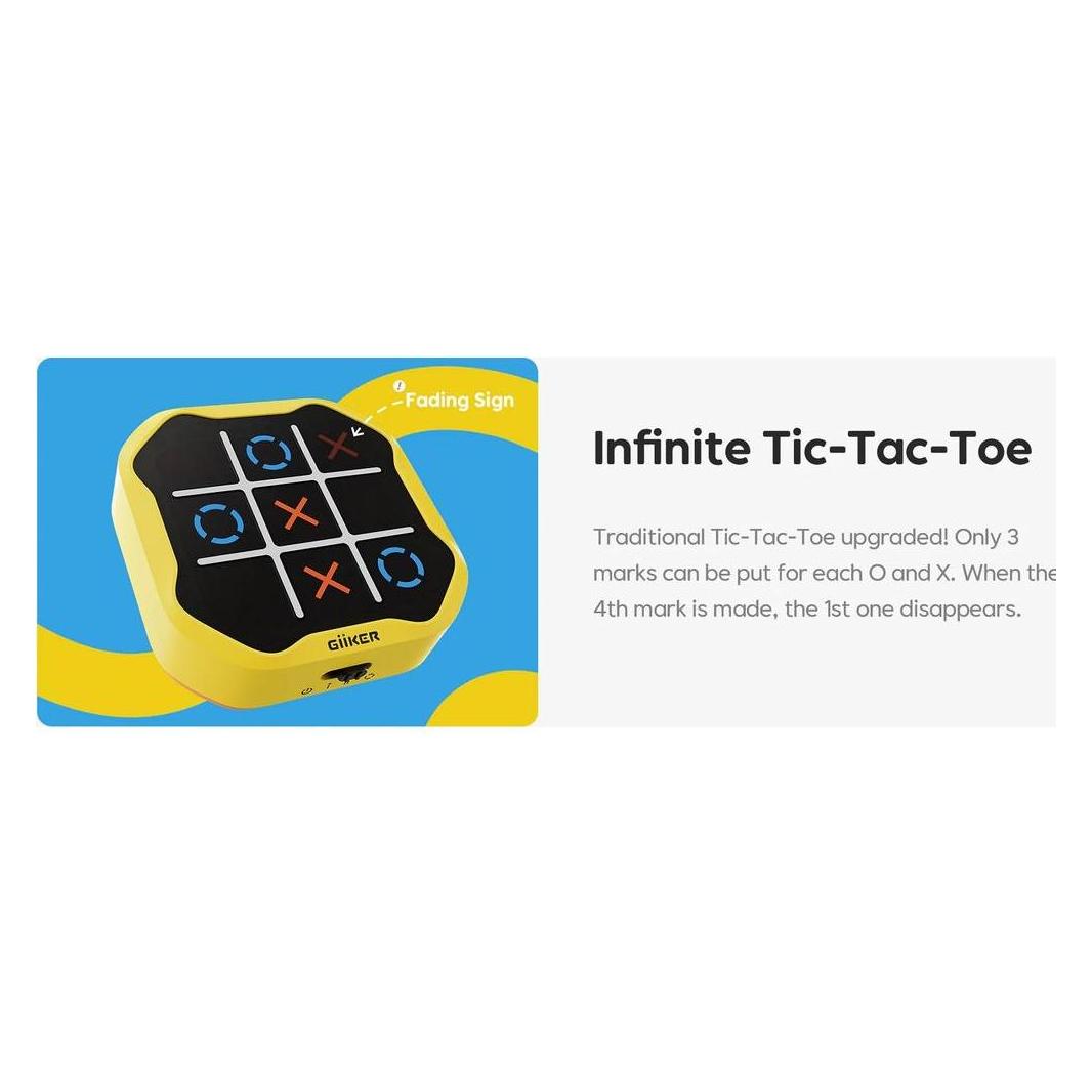 Giiker Tic-Tac-Toe Bolt-Spiel, Gelb (Deutsch, Englisch, Französisch, Italienisch, 1 - 2 Spieler) (GII-TICTAC-Y)