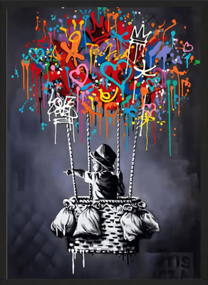 Inspire Picks Banksy Style Graffiti Canvas Print Modern Urban Street Art Wall Poster Frameless 021 50x70cm
