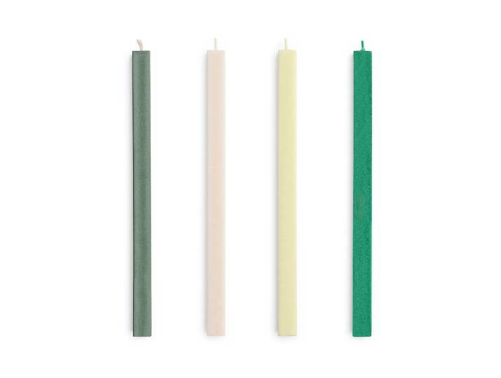 HAY Bougies Square Candle, lot de 4 Greens-whites