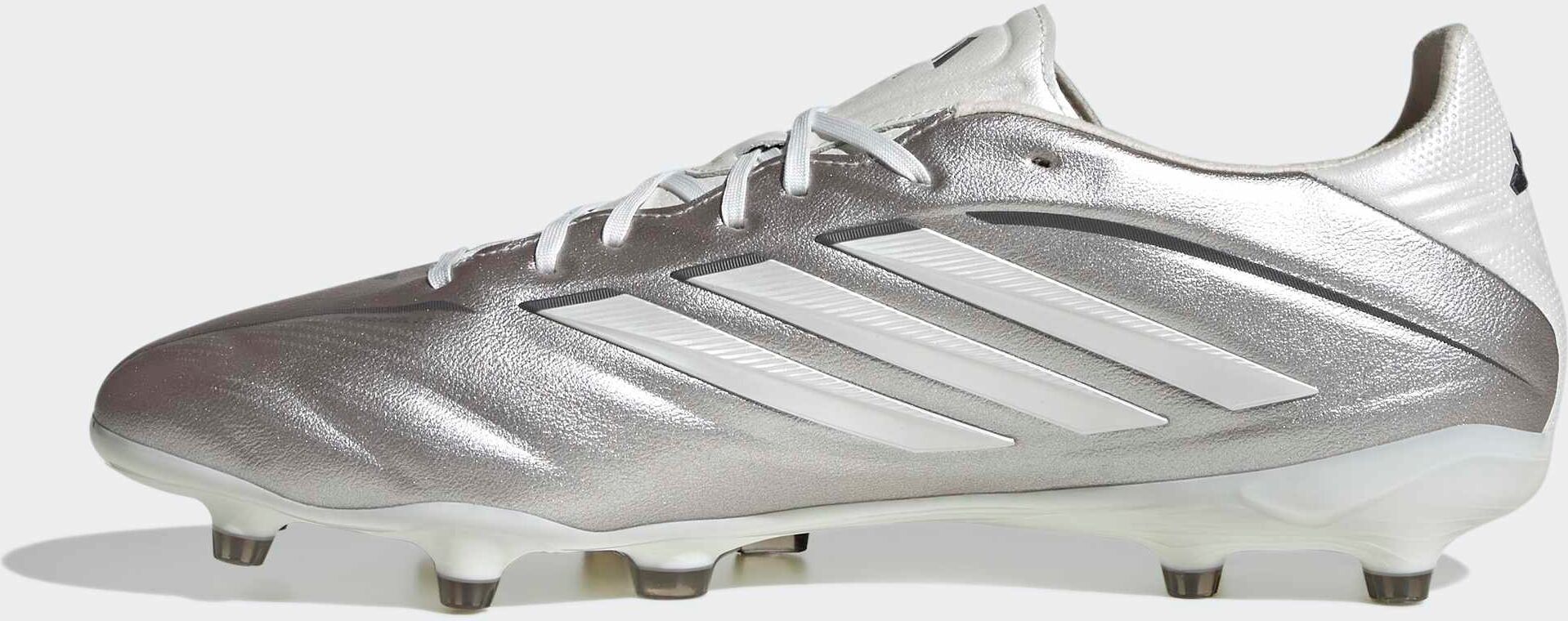 Fussballschuh ADIDAS PERFORMANCE "COPA PURE IV PRO FIRM GROUND", Gr. 40, silber (taupe metallic, zero metallic, night metallic), Synthetik, Schuhe Fussballschuh, Aussensohle für feste Böden taupe metallic, zero metallic, night metallic 40
