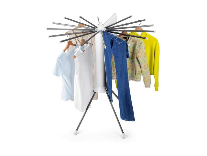 Wäscheständer EASYMAXX 8 m Leine, 20 kg Wäsche , silber, weiß, B:112cm H:125cm, Kunststoff, Metall, Wäscheständer, Wäscheständer, Wäscheständer mit ausziehbaren Armen