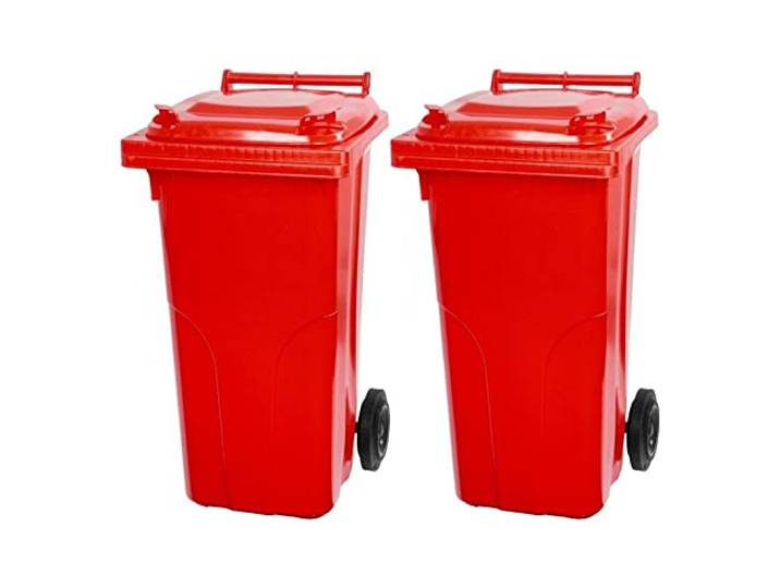 PROREGAL SuperSparSet 2x 2-Rad-Mülltonne MGB HDPE-Kunststoff 120 Liter Rot Mülltonne, Müllgroßbehälter, Mülleimer, Abfalltonne, Müllbehälter, Universaltonne